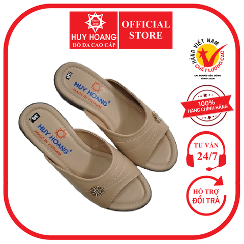 Dép nữ Huy Hoàng cao cấp đế 7P màu kem HD7962