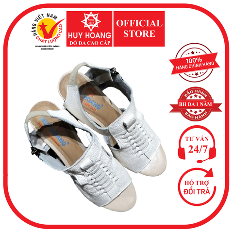 Giày nữ Huy Hoàng da bò cao cấp đế 7P màu trắng HD7967