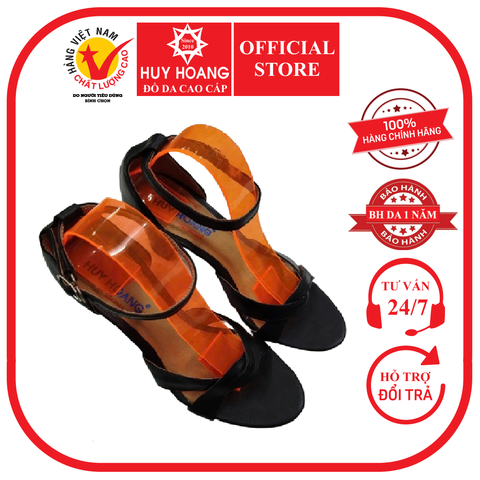 Giày nữ Huy Hoàng da bò cao cấp đế 7P màu đen HD7968