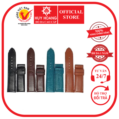 Dây đồng hồ da bò size 12, 14 màu đen, nâu đất, xanh lá, nâu đỏ HD8101-02-03-04