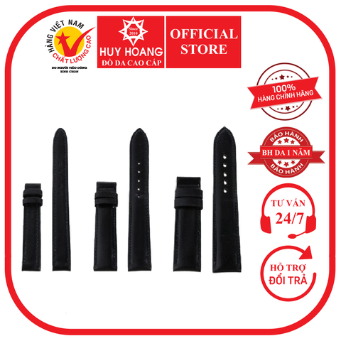 Dây đồng hồ da bò nhiều size màu đen HD8101-15-29