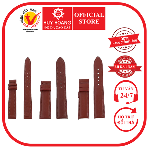 Dây đồng hồ da bò nhiều size màu nâu đỏ HD8104-18-32