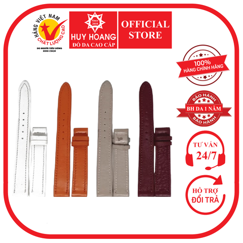 Dây đồng hồ da bò size 12, 14 màu trắng, cam, kem, tím nhạt HD8105-06-07-08
