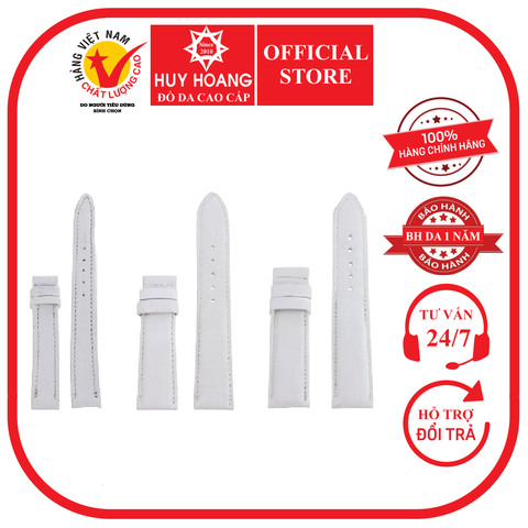 Dây đồng hồ da bò nhiều size màu trắng HD8105-19-33