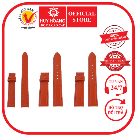 Dây đồng hồ da bò nhiều size màu cam HD8106-20-34