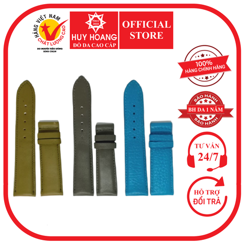 Dây đồng hồ da bò size 12, 14 màu rêu, xám, xanh da HD8109-10-11
