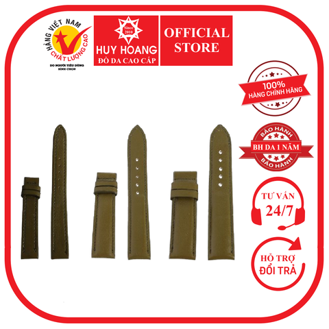 Dây đồng hồ da bò nhiều size màu rêu HD8109-23-37