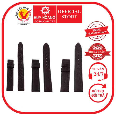 Dây đồng hồ da bò nhiều size màu nâu đen HD8112-26-40