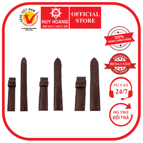 Dây đồng hồ da bò nhiều size màu nâu bạc HD8114-28-42