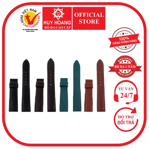 Dây đồng hồ da bò size 16, 18, 20 màu đen, nâu đất, xanh lá, nâu đỏ HD8115-16-17-18