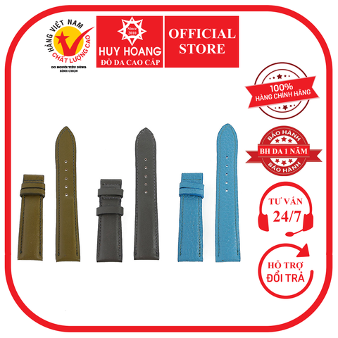 Dây đồng hồ da bò size 16, 18, 20 màu rêu, xám, xanh da HD8123-24-25