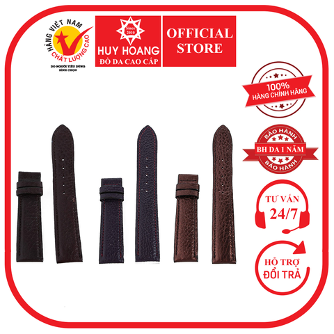 Dây đồng hồ da bò size 16, 18, 20 màu nâu đen, tím đậm, nâu bạc HD8126-27-28