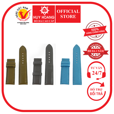 Dây đồng hồ da bò size 22, 24, 26 màu rêu, xám, xanh da HD8137-38-39