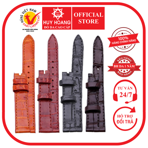 Dây đồng hồ da cá sấu size 12, 14 màu đen, nâu đỏ, vàng bò, nâu đất HD8226-27-28-29