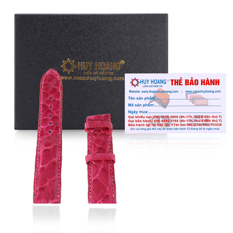 Dây đồng hồ da cá sấu size 16, 18, 20 màu hồng HD8254