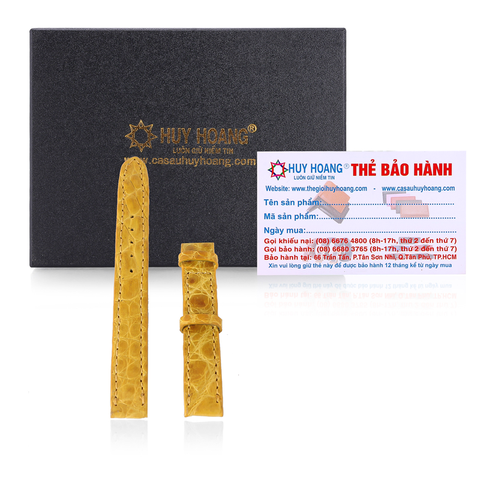 Dây đồng hồ da cá sấu size 12, 14 màu vàng nghệ HD8257