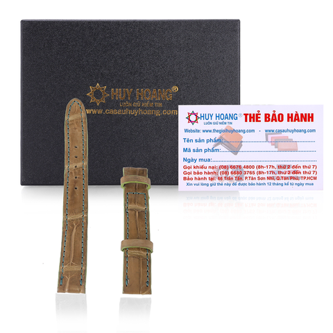 Dây đồng hồ da cá sấu size 12, 14 màu rêu nhạt HD8267
