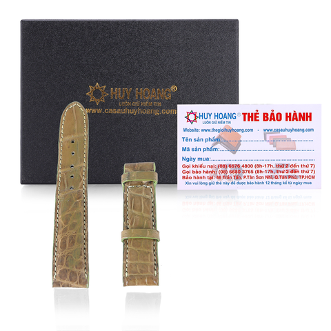 Dây đồng hồ da cá sấu size 16, 18, 20 màu rêu nhạt HD8268