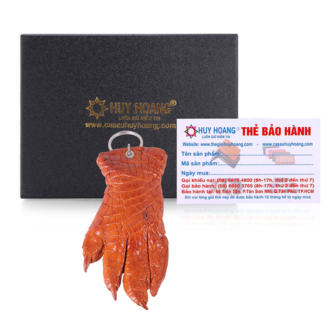 Móc khóa da cá sấu Huy Hoàng nguyên màu vàng bò HD8274
