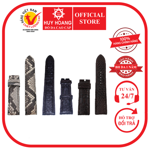 Dây đồng hồ da trăn size 16, 18, 20 màu da nguyên thủy, đen, nâu HD8301-02-03