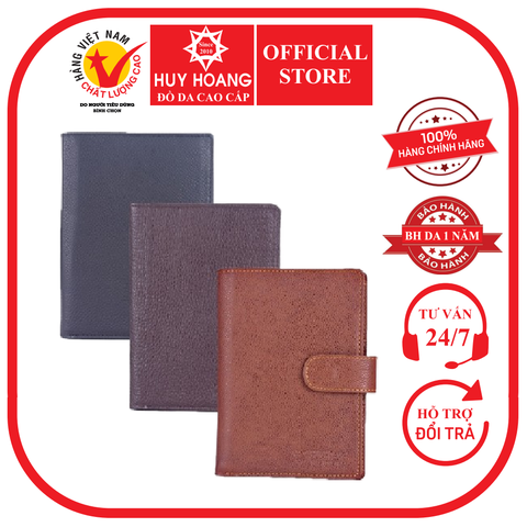 Ví Passport da bò bấm nút màu da, đen, nâu HD9107-08-09