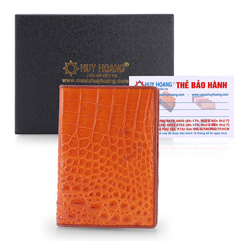 Ví đựng Passport da cá sấu màu vàng bò HD9203