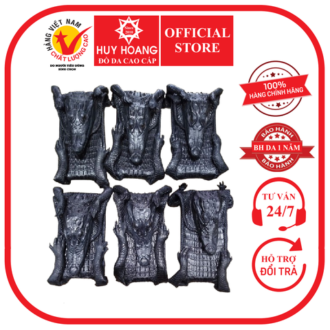 Bao da đựng điện thoại Huy Hoàng đầu cá sấu màu đen HD9264