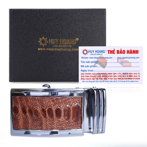 Đầu khóa da đà điểu 4 phân đầu trắng màu vàng bò HD9411