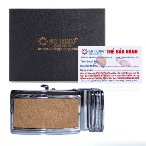 Đầu khóa da đà điểu da hột 3,5 phân đầu trắng màu vàng bò HD9419