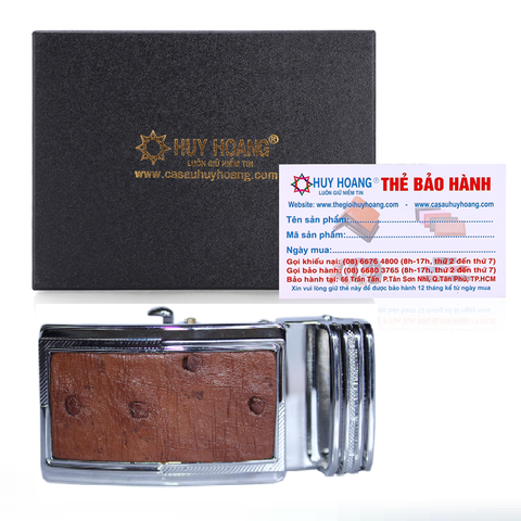 Đầu khóa da đà điểu da hột 3,5 phân đầu trắng màu nâu đỏ HD9420