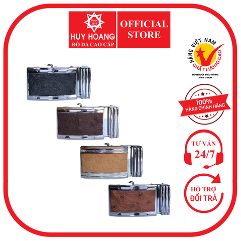 Đầu khóa da đà điểu da hột 4P đầu trắng màu đen, nâu đất, vàng bò, nâu đỏ HD9421-22-23-24