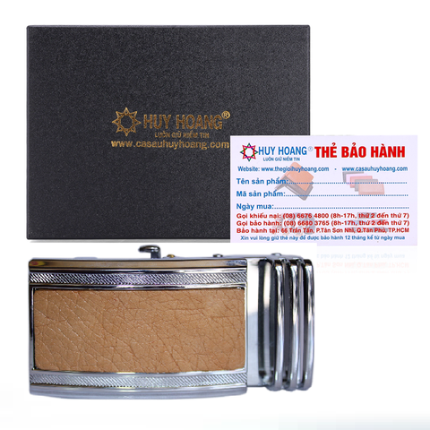 Đầu khóa da đà điểu da hột 4 phân đầu trắng màu vàng bò HD9423