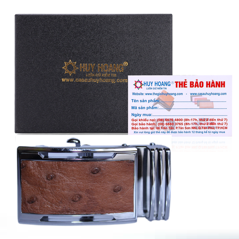 Đầu khóa da đà điểu da hột 4P đầu trắng màu nâu đỏ HD9424