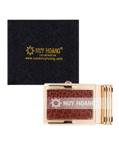 Đầu khóa Huy Hoàng mặt da bò màu nâu đầu vàng HD9120