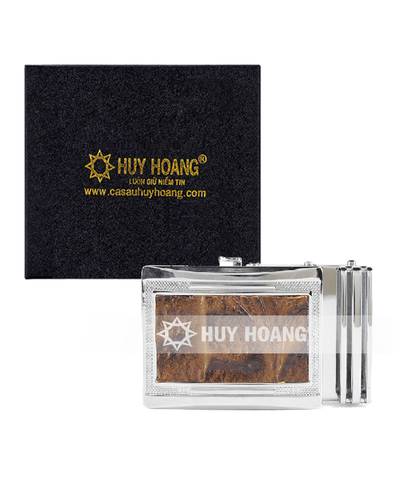 Đầu khóa mặt da bò khóa kim loại bạc 3,5P màu nâu HD9117