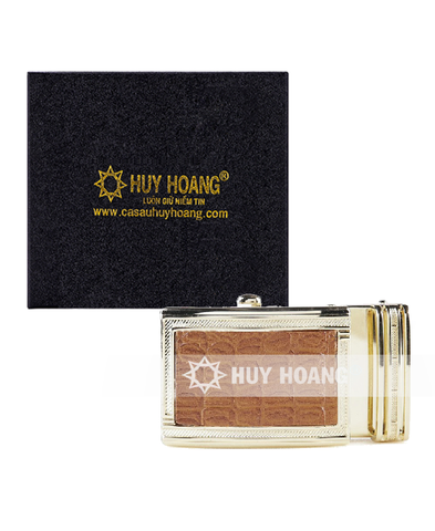 Đầu khóa mặt da bò nâu khóa kim loại vàng kim HD9121