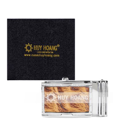 Đầu khóa mặt da bò khóa kim loại bạc 3,5P màu vàng bò HD9118