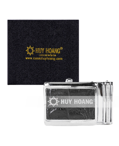 Đầu khóa mặt da bò khóa kim loại bạc 3,5P màu đen HD9116