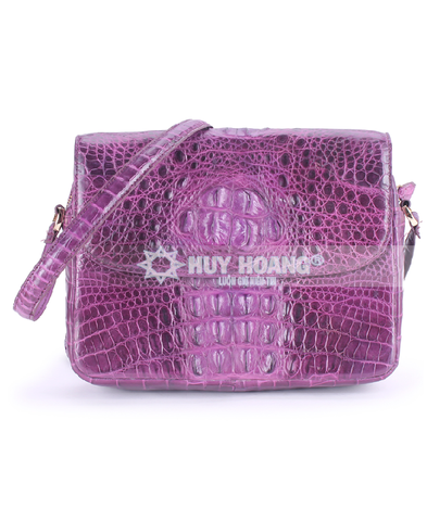 Túi xách da cá sấu hộp vuông màu tím HD6210