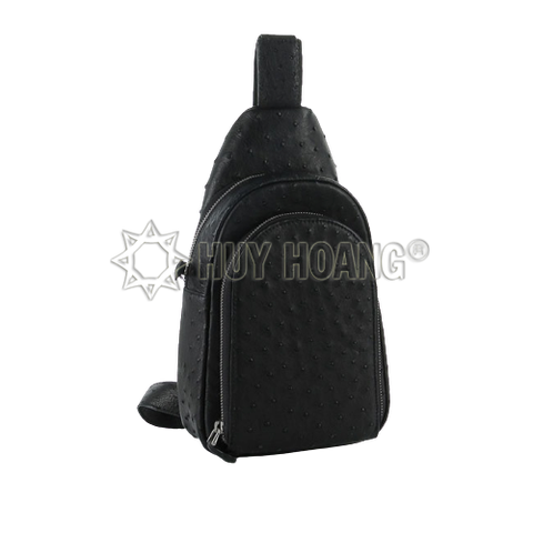 Túi đeo trước nam da đà điểu màu đen HD6443