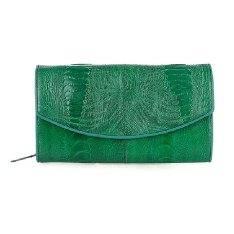 Túi da đà điểu da chân màu xanh lá HD6421