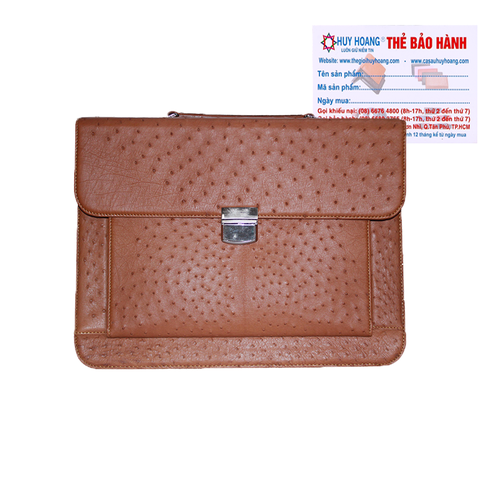 Cặp táp nam da đà điểu Huy Hoàng màu nâu đỏ HD6450