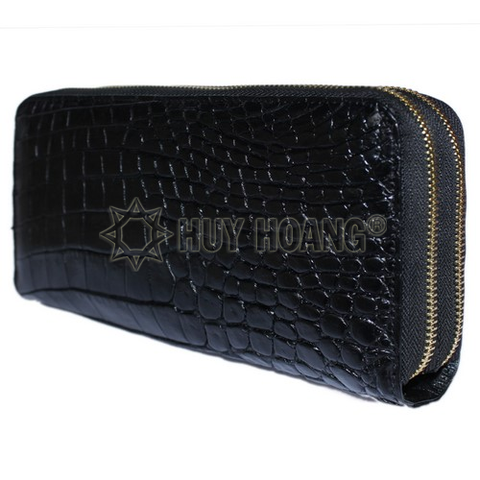 Ví nữ Huy Hoàng da cá sấu nhiều ngăn cầm tay màu đen HD3750
