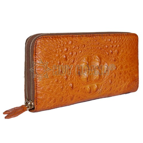 Ví da cá sấu nhiều ngăn cầm tay màu vàng bò HD3736