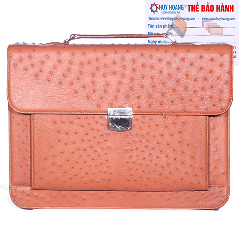 Cặp táp nam da đà điểu Huy Hoàng màu vàng bò HD6449