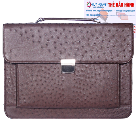 Cặp táp nam da đà điểu Huy Hoàng màu nâu đất HD6448