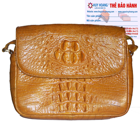 Túi xách da cá sấu hộp vuông màu vàng nghệ HD6207