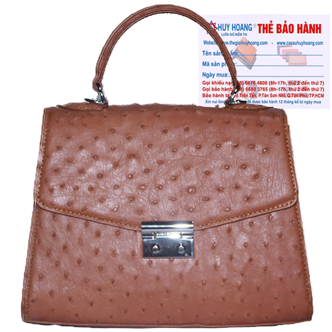 Túi hộp đeo chéo nữ da đà điểu màu nâu đỏ HD6460
