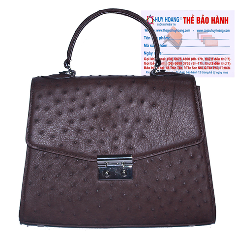Túi hộp đeo chéo nữ da đà điểu màu nâu đất HD6458