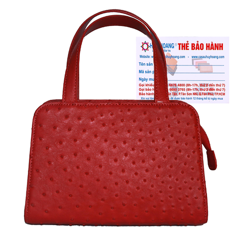 Túi xách nữ Huy Hoàng da đà điểu cỡ nhỏ màu đỏ HD6467
